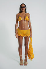 Canary Knit Micro Bikini Top with Beaded Trim