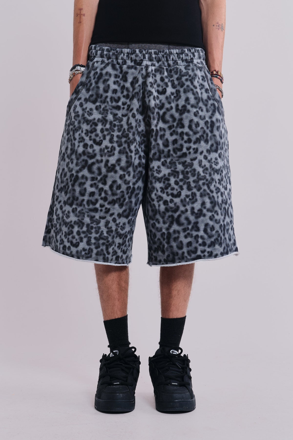 Airbrush Grey Leopard Monster Shorts