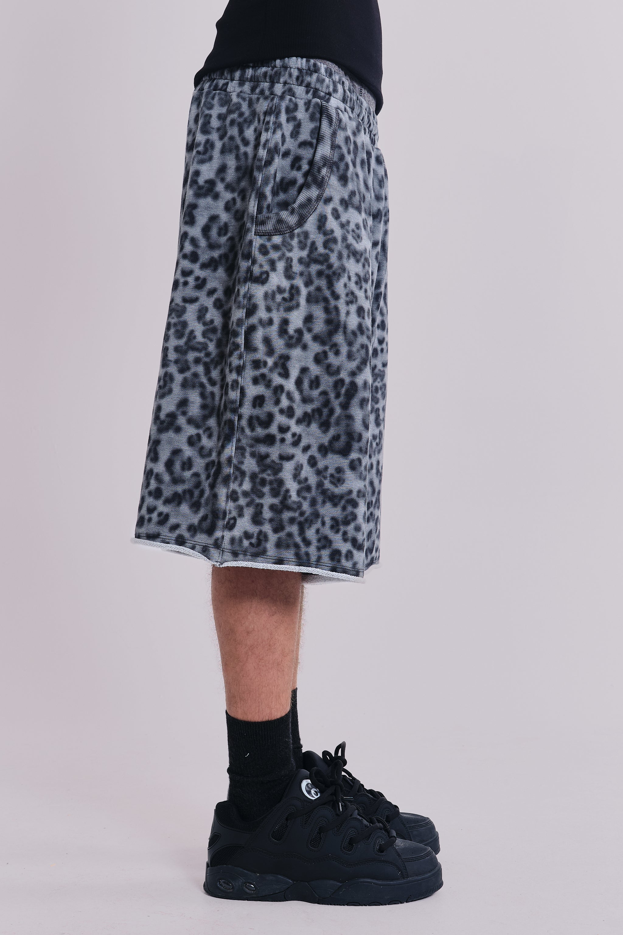 Airbrush Grey Leopard Monster Shorts