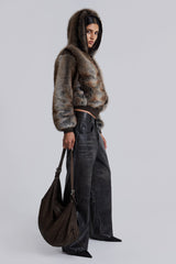 Bear Faux Fur Hooded Jacket