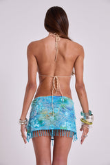 Melona Embellished Wrap Mini Skirt in Java