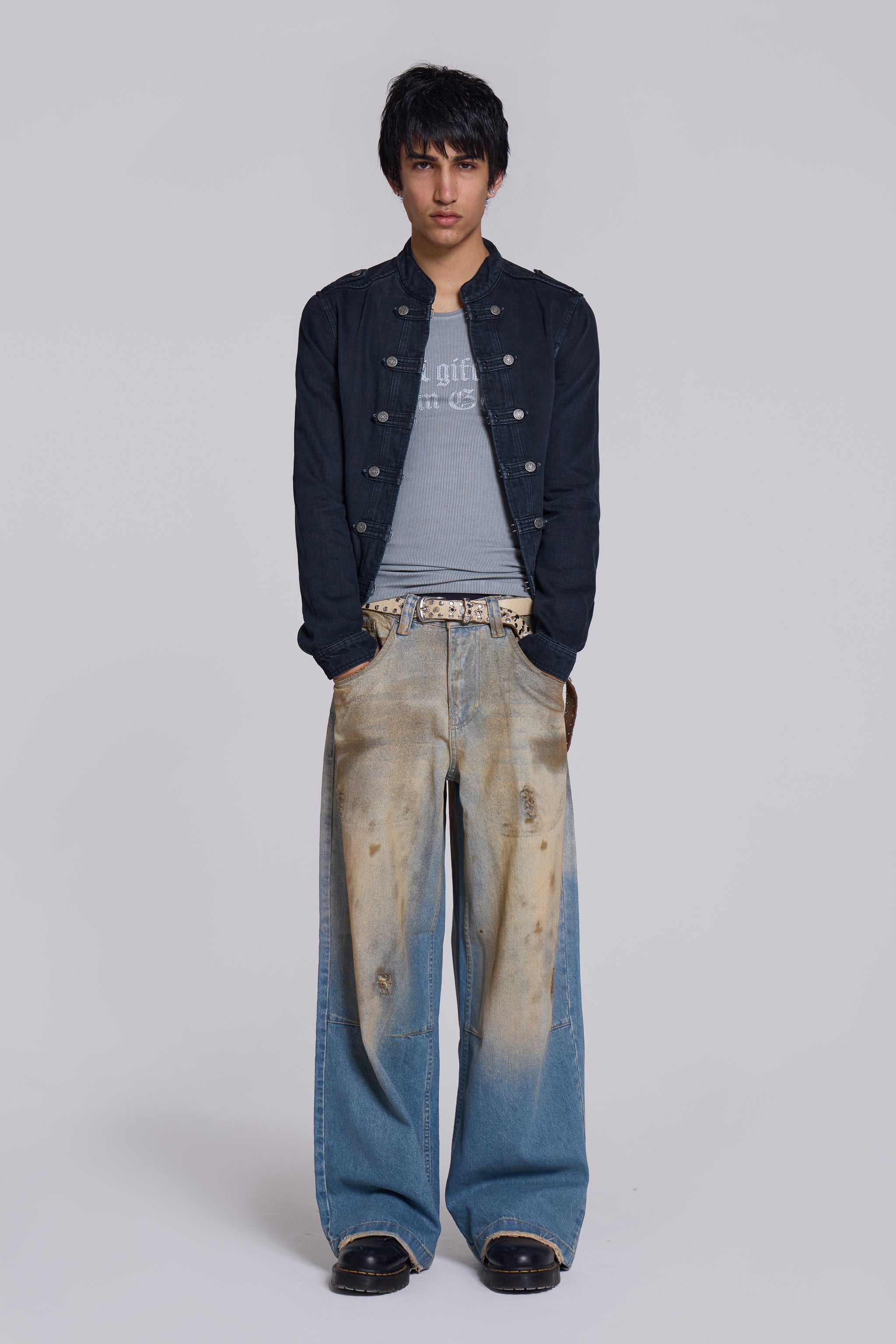 Rebel Military Jacket in Washed Black