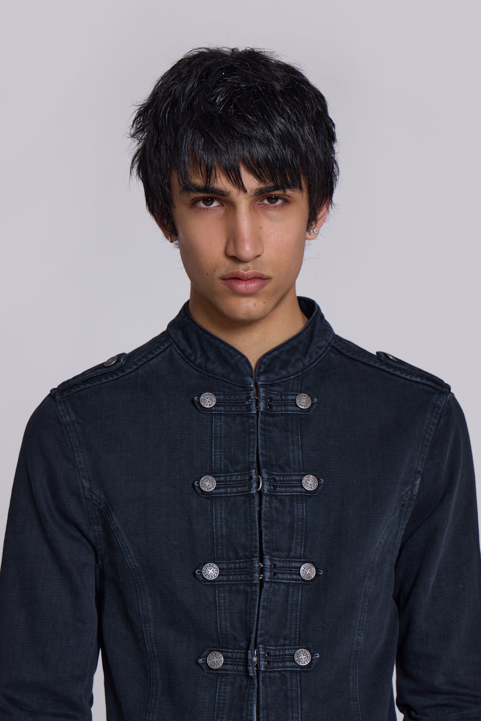 Rebel Military Jacket in Washed Black