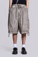 Stone Oil Wash Parachute Baggy Shorts