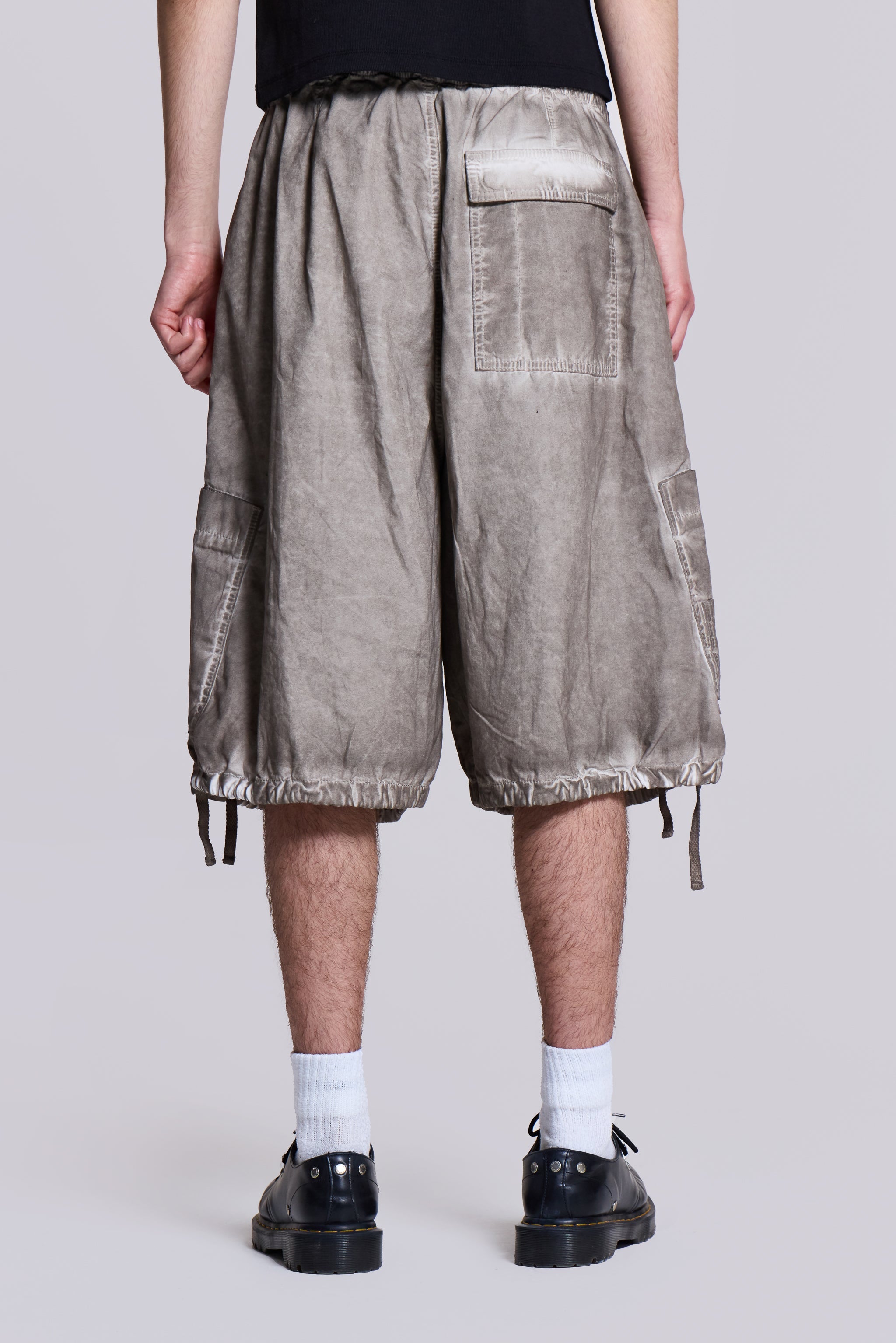 Stone Oil Wash Parachute Baggy Shorts