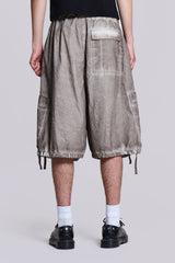 Stone Oil Wash Parachute Baggy Shorts