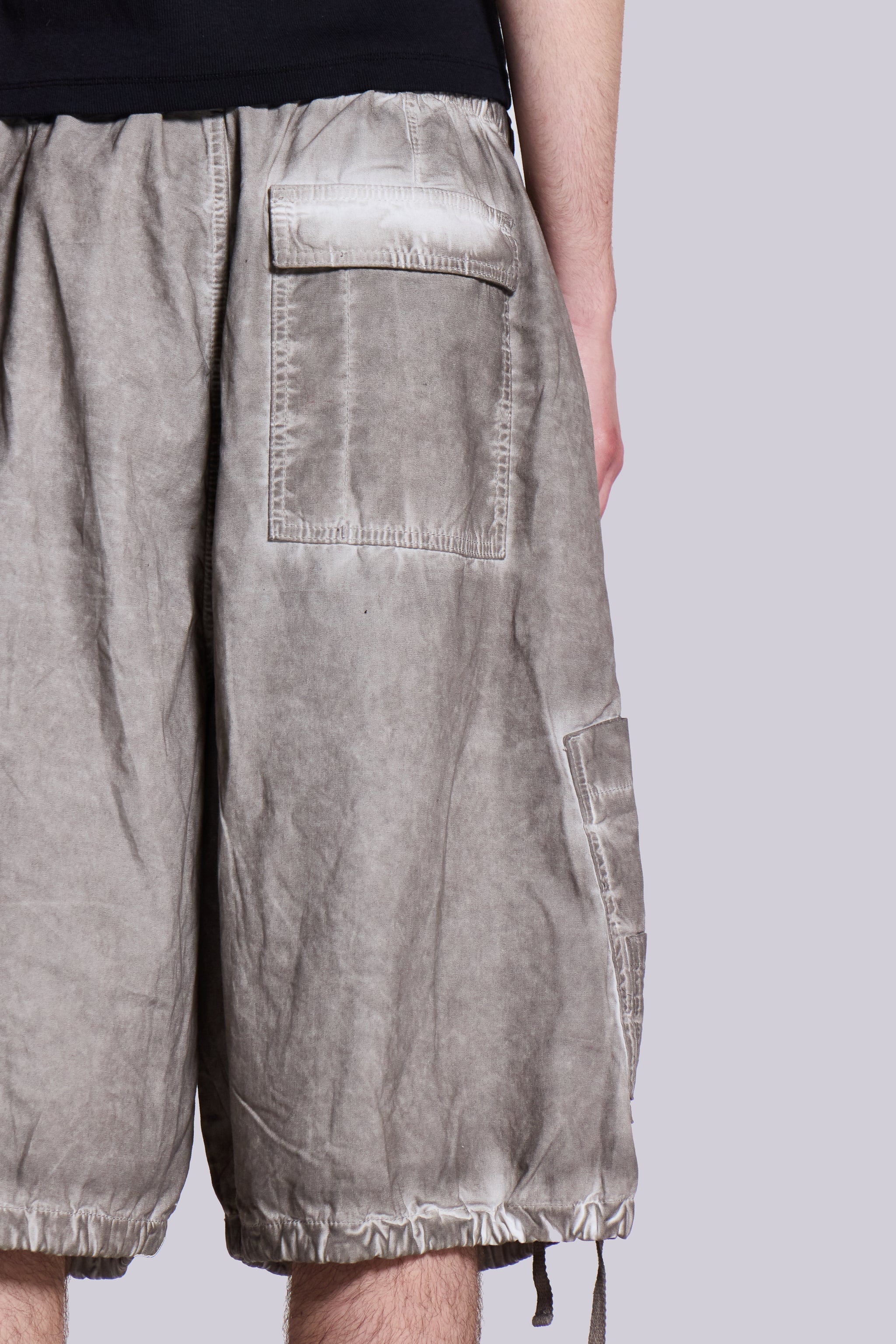 Stone Oil Wash Parachute Baggy Shorts