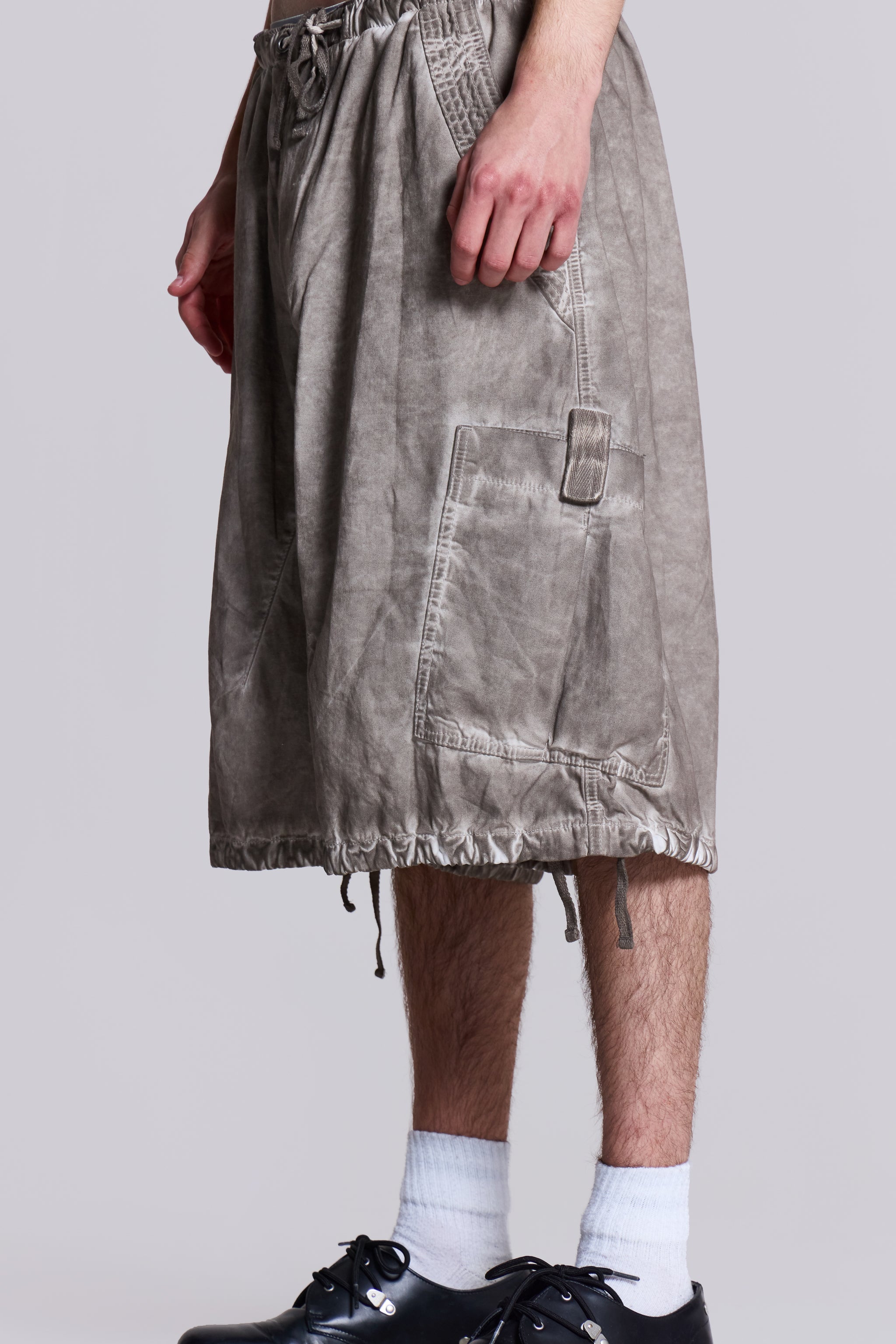 Stone Oil Wash Parachute Baggy Shorts
