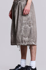 Stone Oil Wash Parachute Baggy Shorts