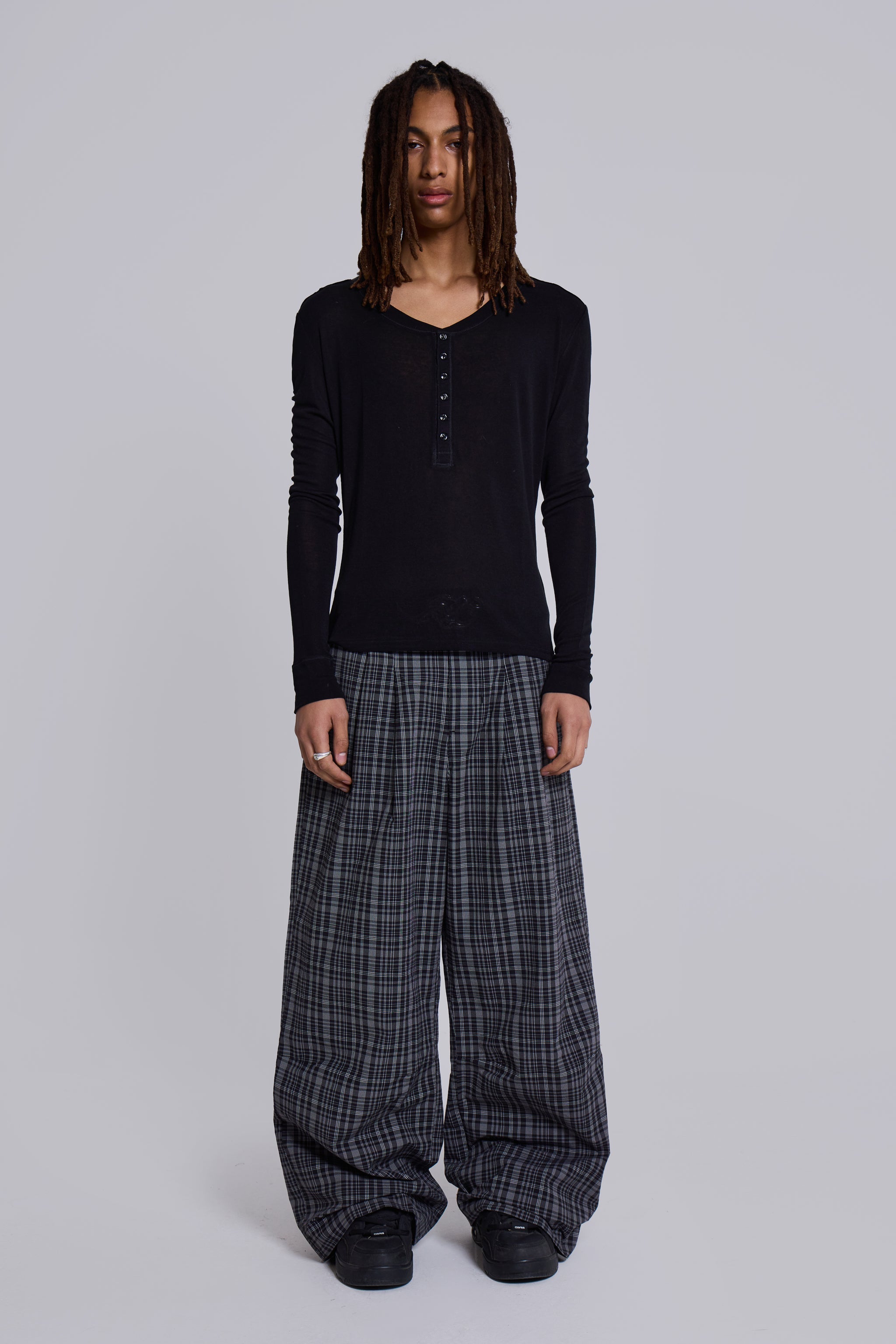 Black Check Goliath Suit Trousers