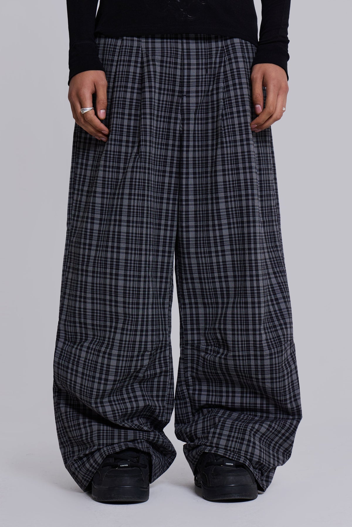 Black Check Goliath Suit Trousers