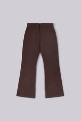 Brown Pinstripe Stacked Bootcut Suit Pants