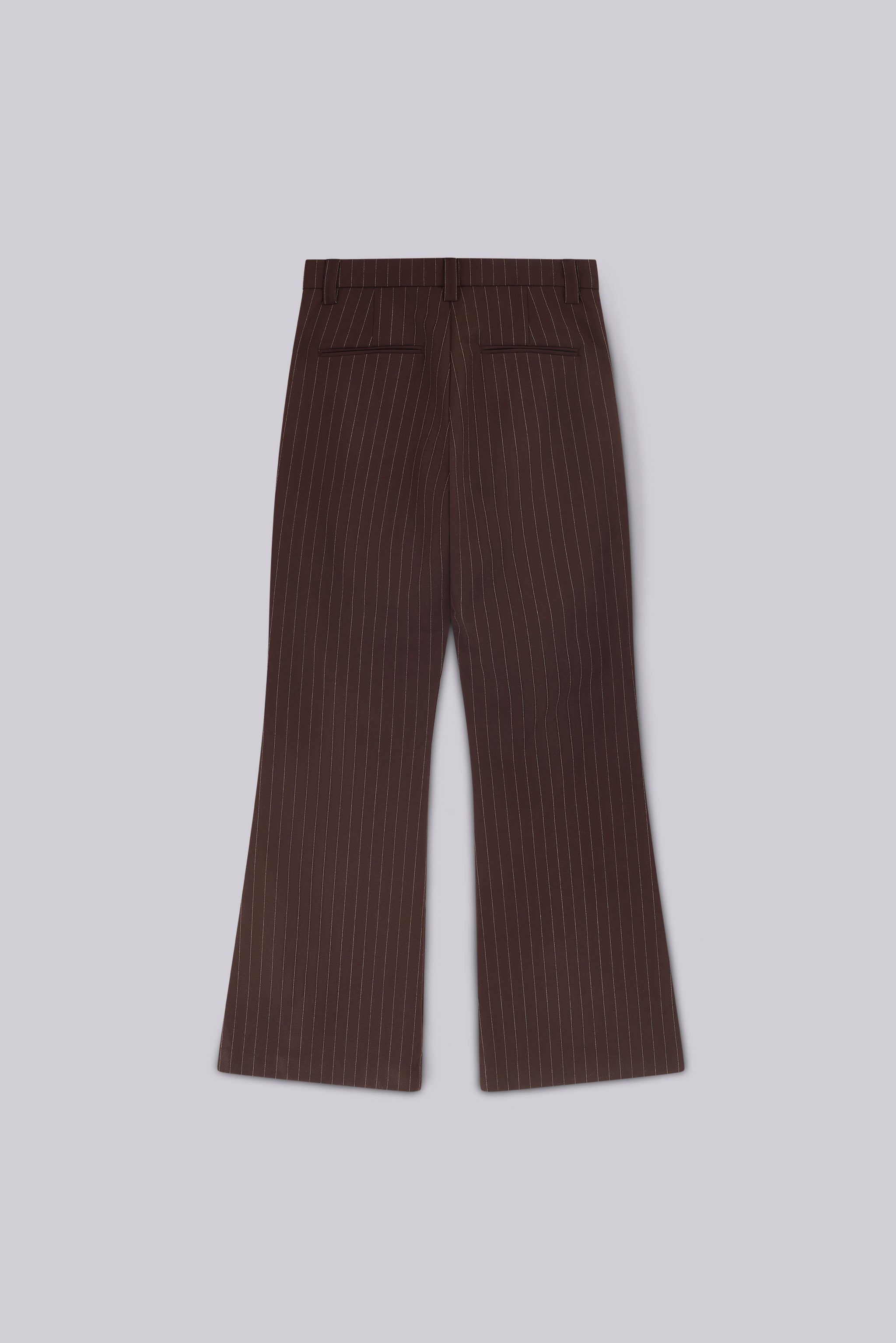 Brown Pinstripe Stacked Bootcut Suit Pants