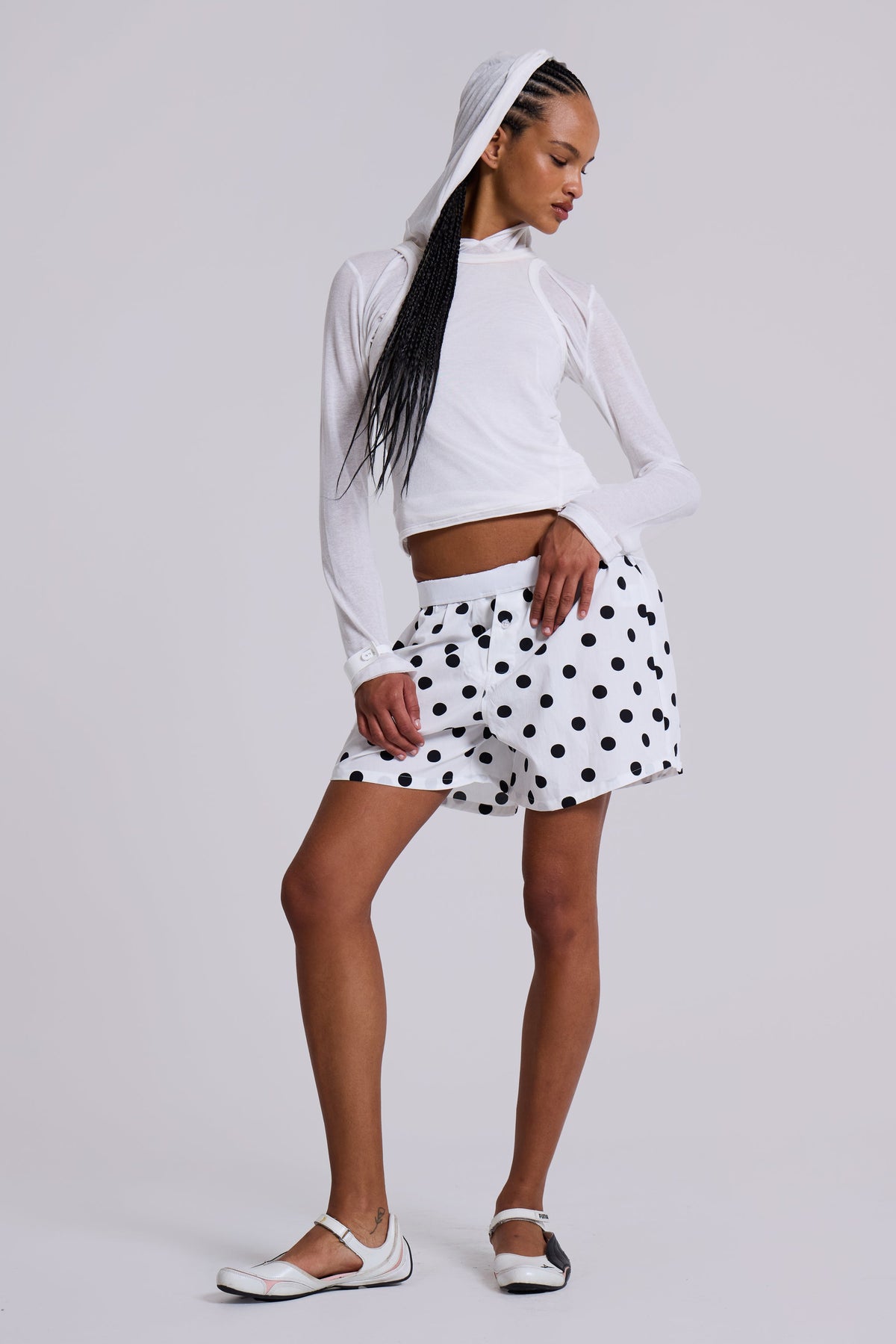 White Polka Boxers