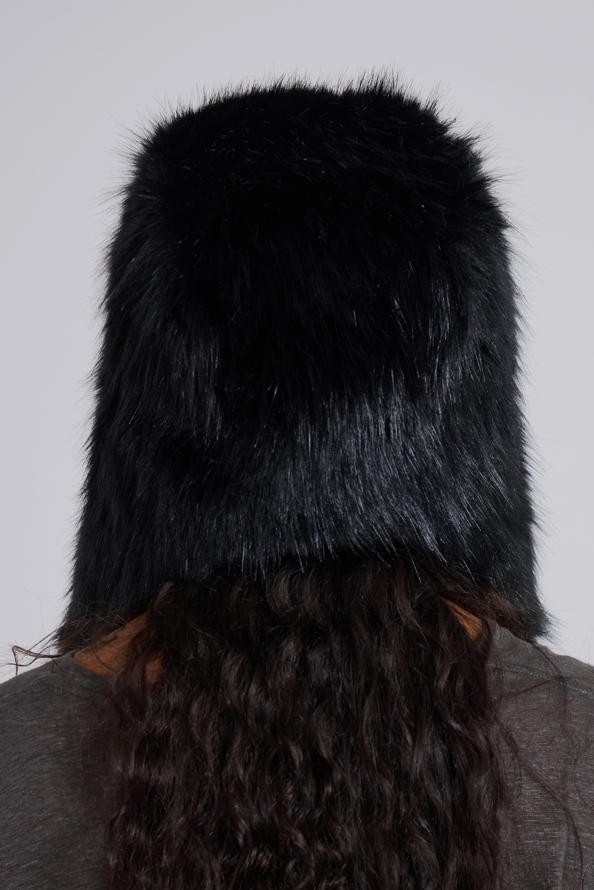Black Faux Fur Trapper Hat