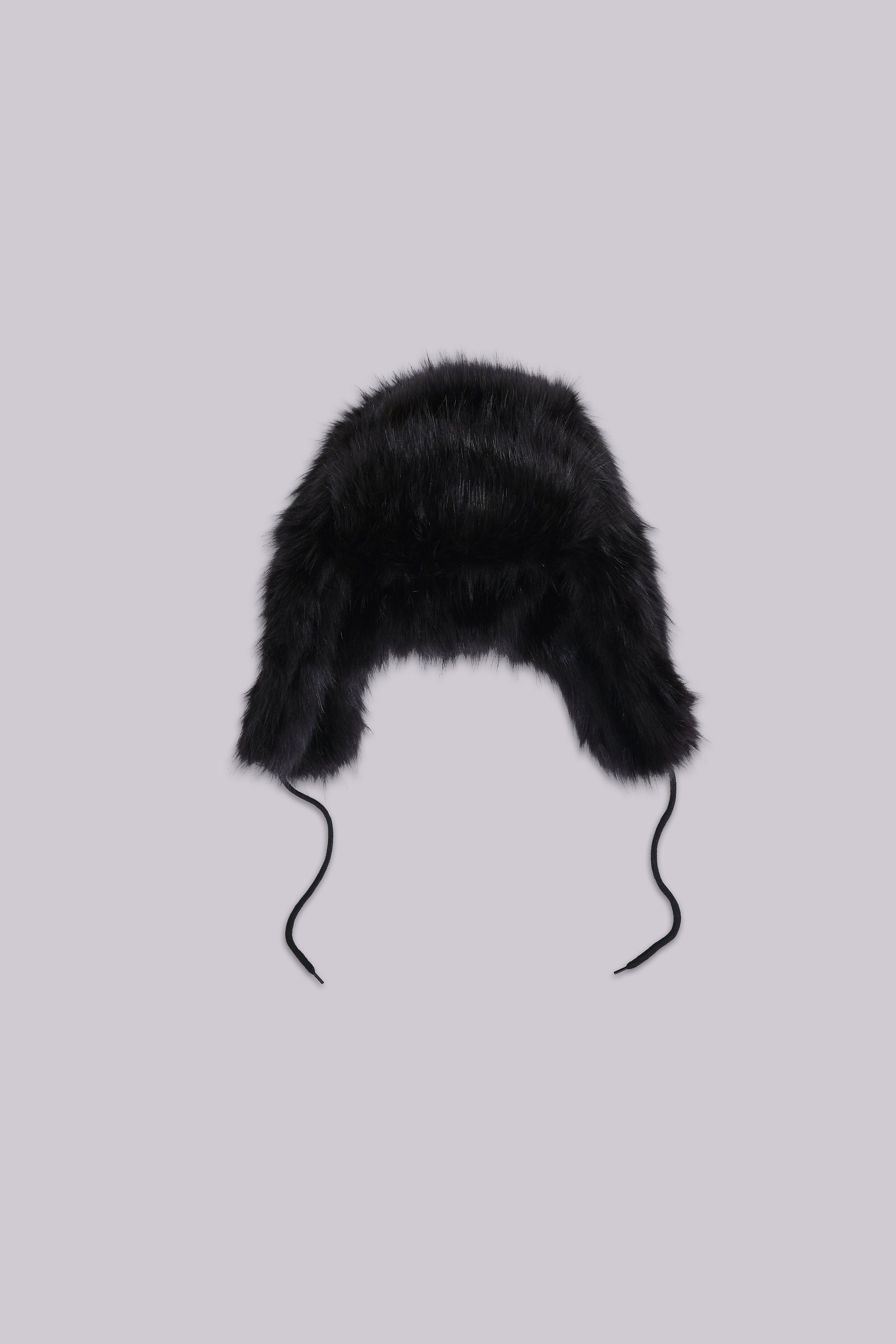 Black Faux Fur Trapper Hat
