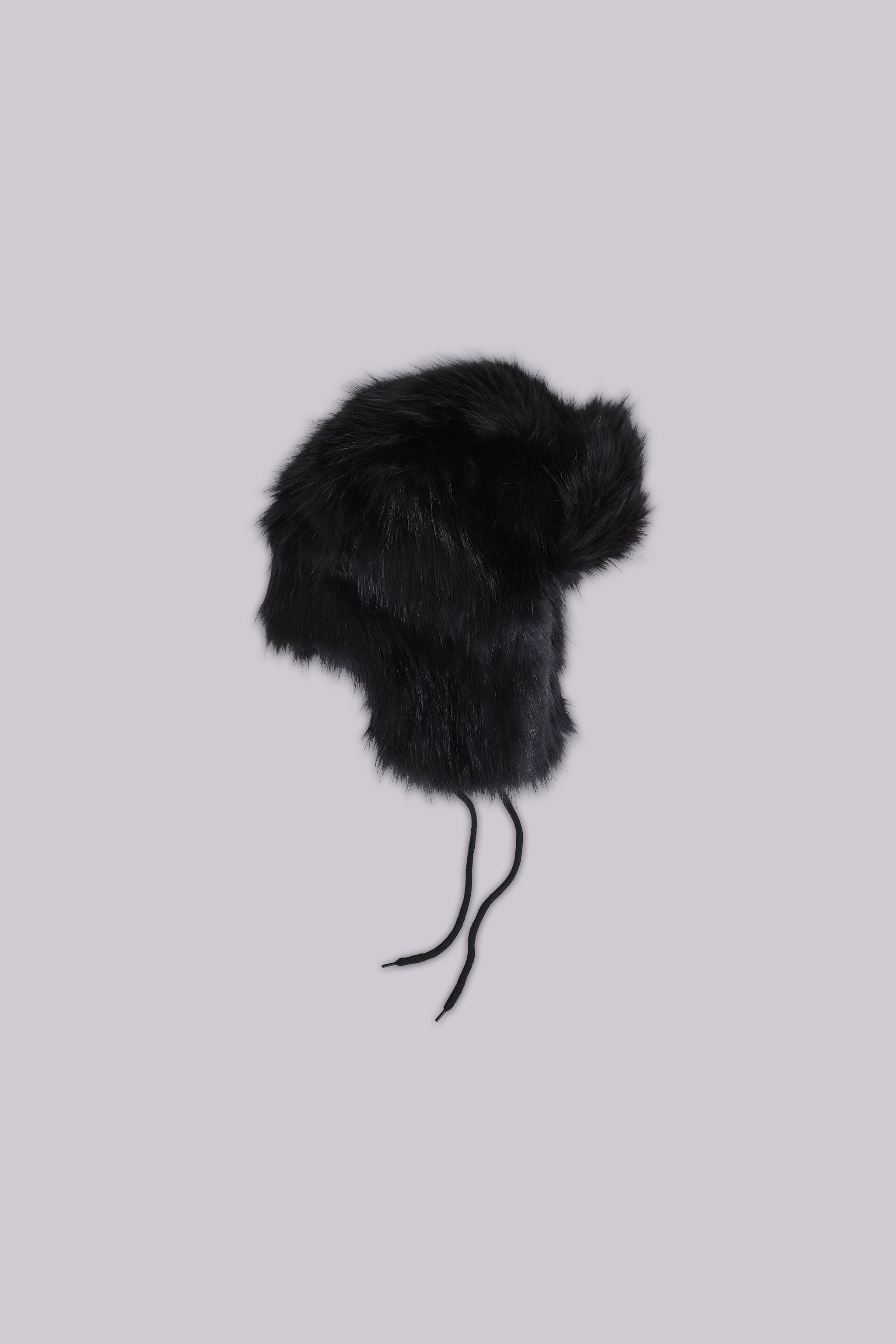 Black Faux Fur Trapper Hat