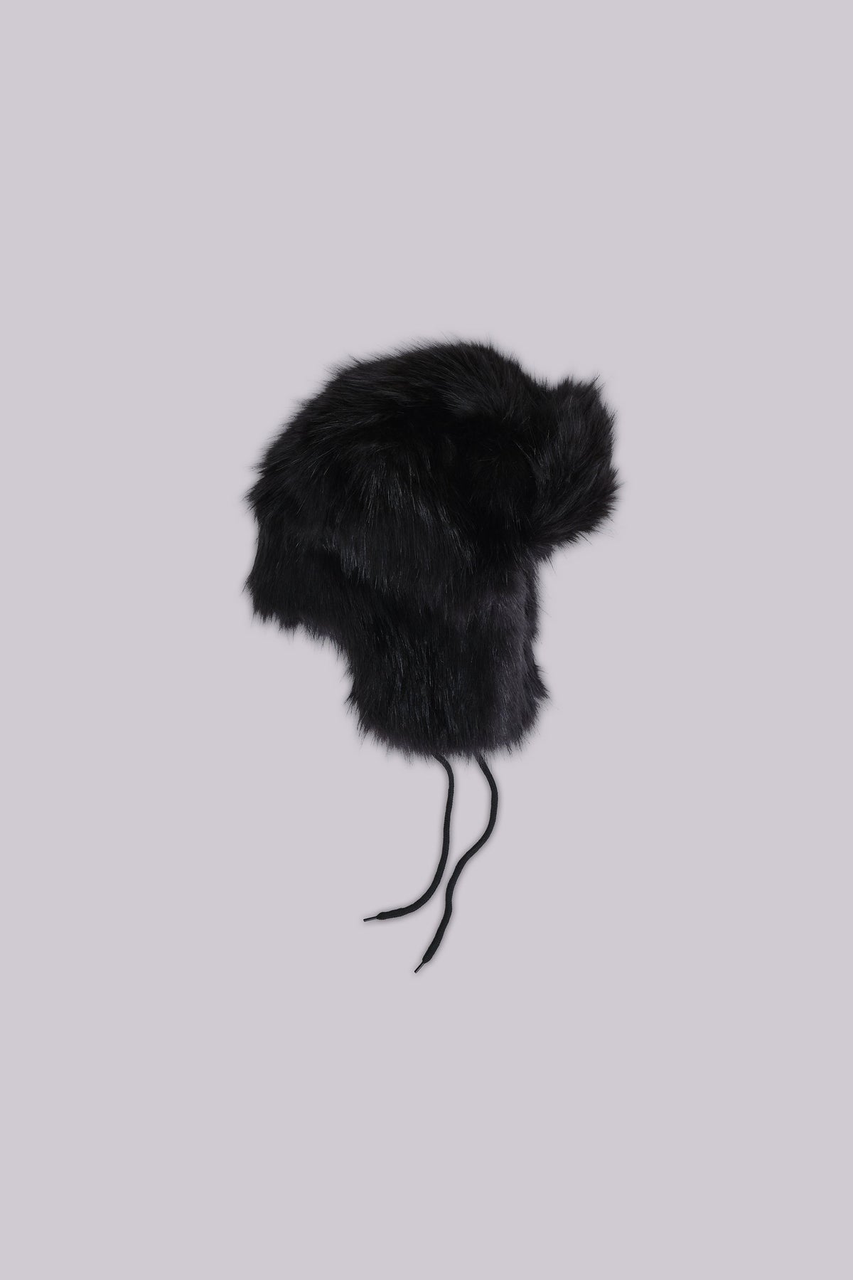 Black Faux Fur Trapper Hat