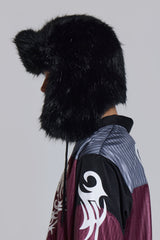 Black Faux Fur Trapper Hat