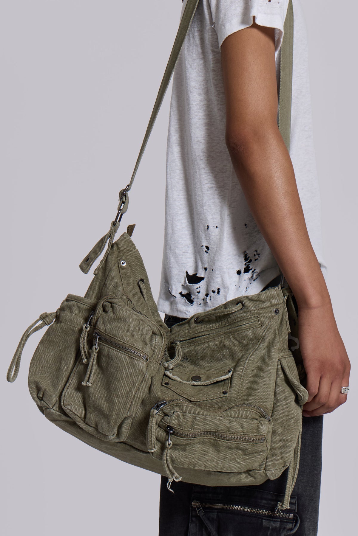Khaki Military Utility Satchel Bag