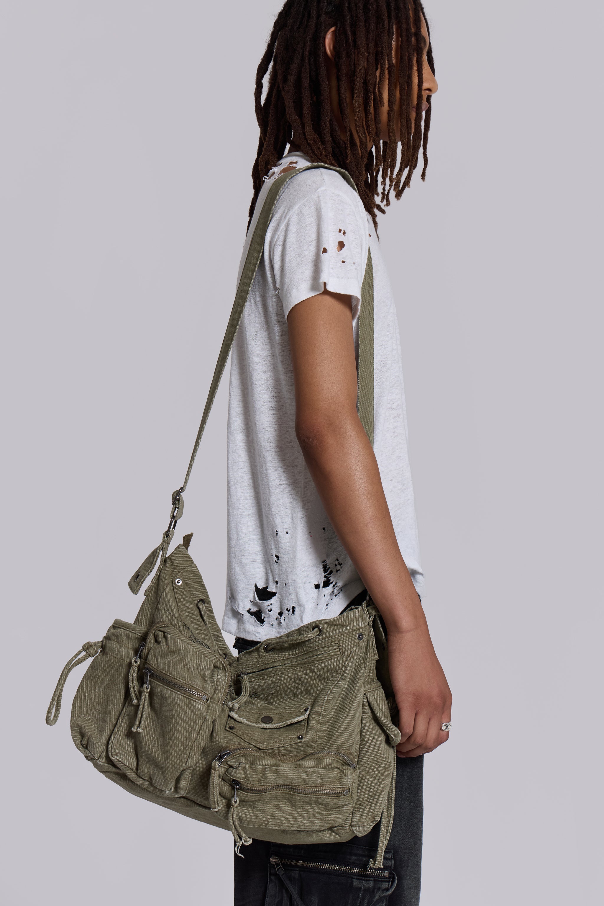 Khaki Military Utility Satchel Bag