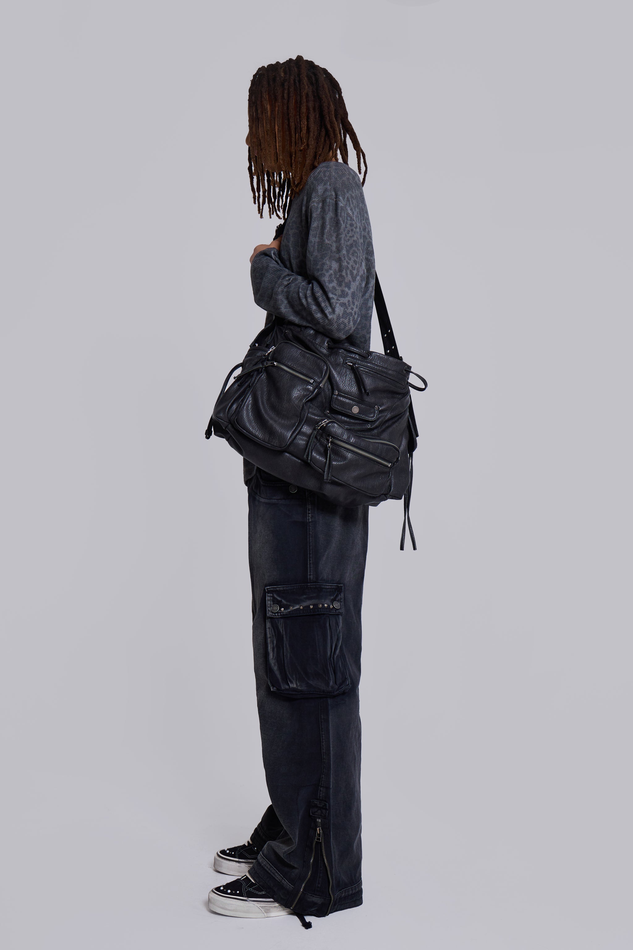 Faux Leather Utility Satchel