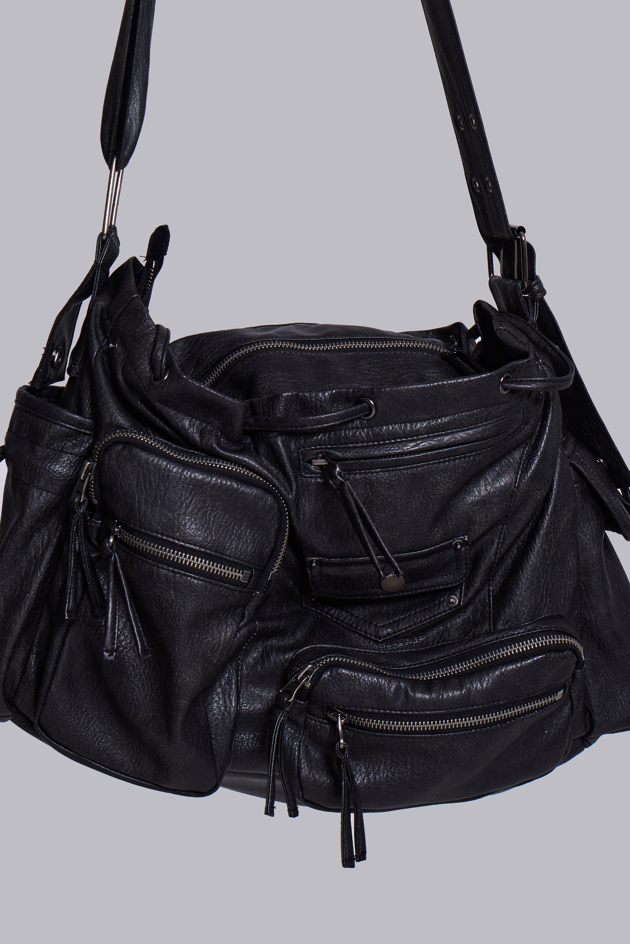 Faux Leather Utility Satchel