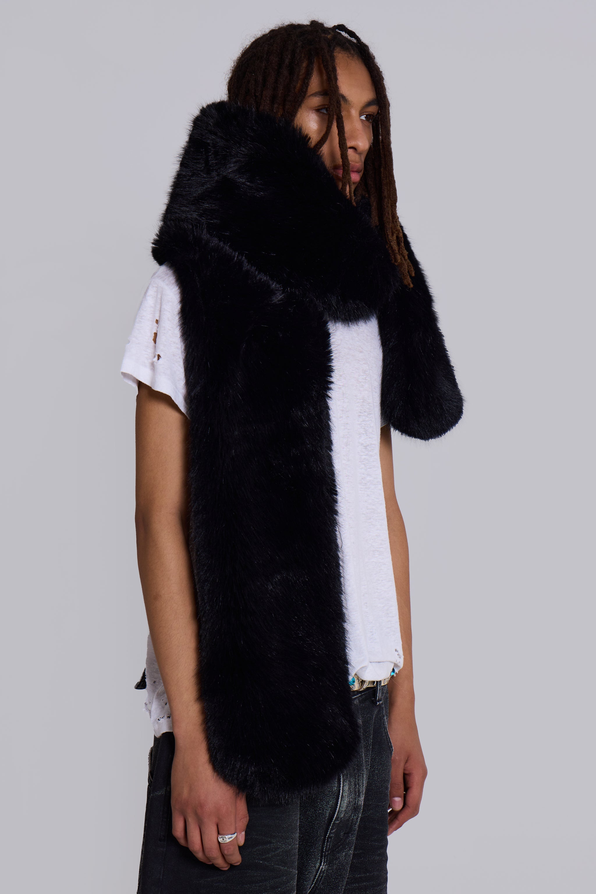 Black Cara Faux Fur Scarf