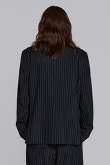 Goliath Pinstripe Double Breasted Boxy Blazer