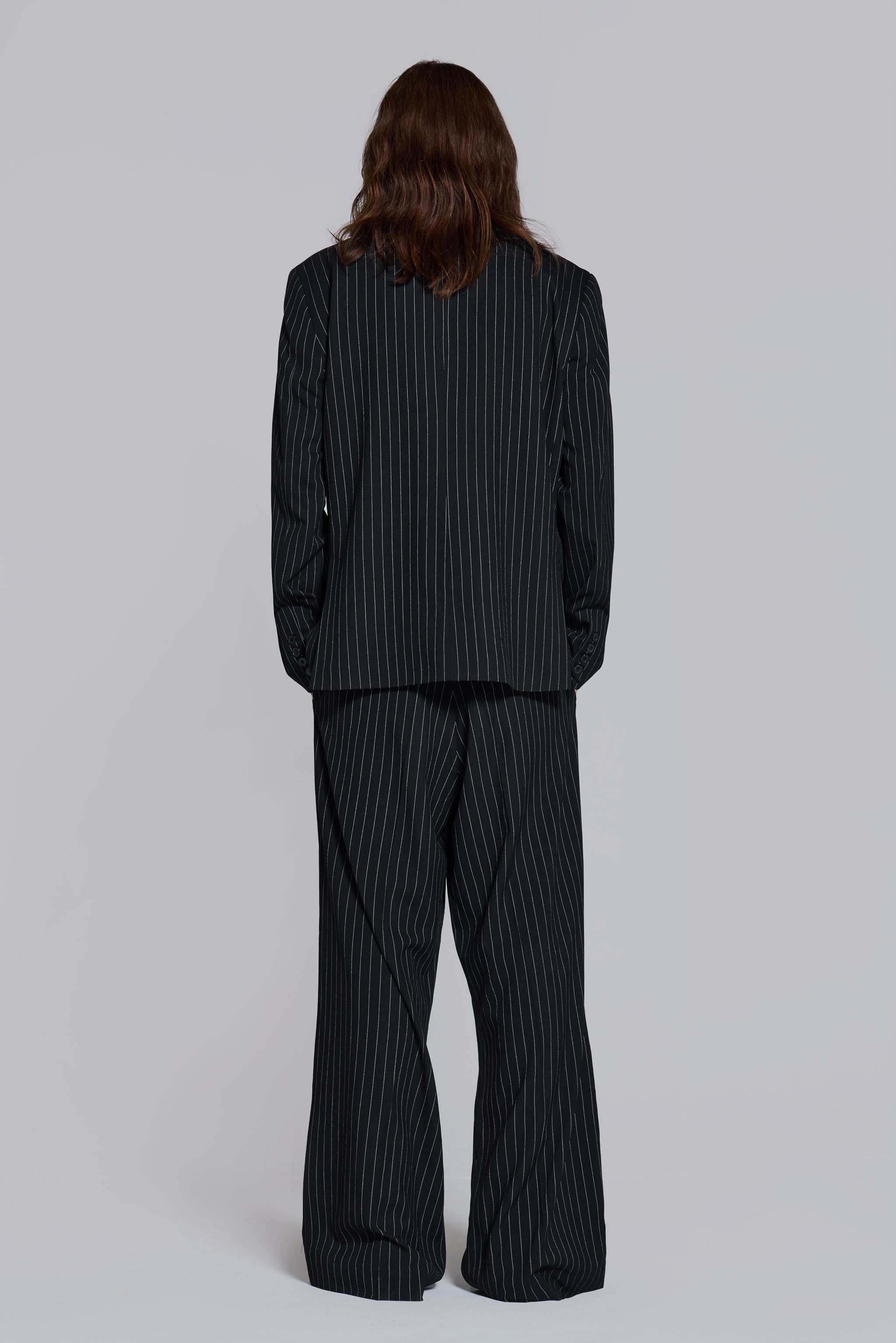 Goliath Pinstripe Double Breasted Boxy Blazer