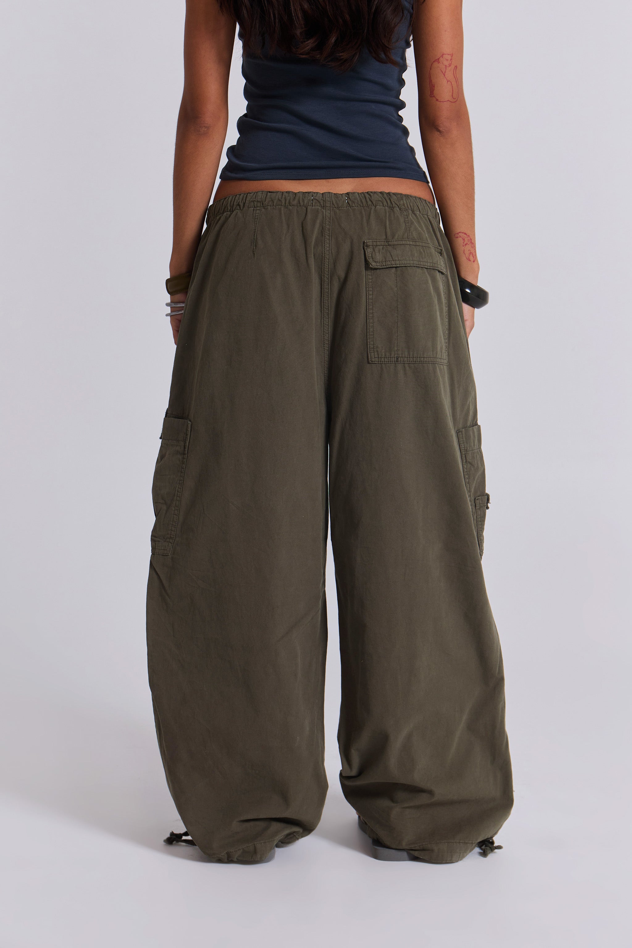 Khaki Parachute Cargo Pants
