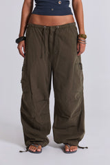 Khaki Parachute Cargo Pants