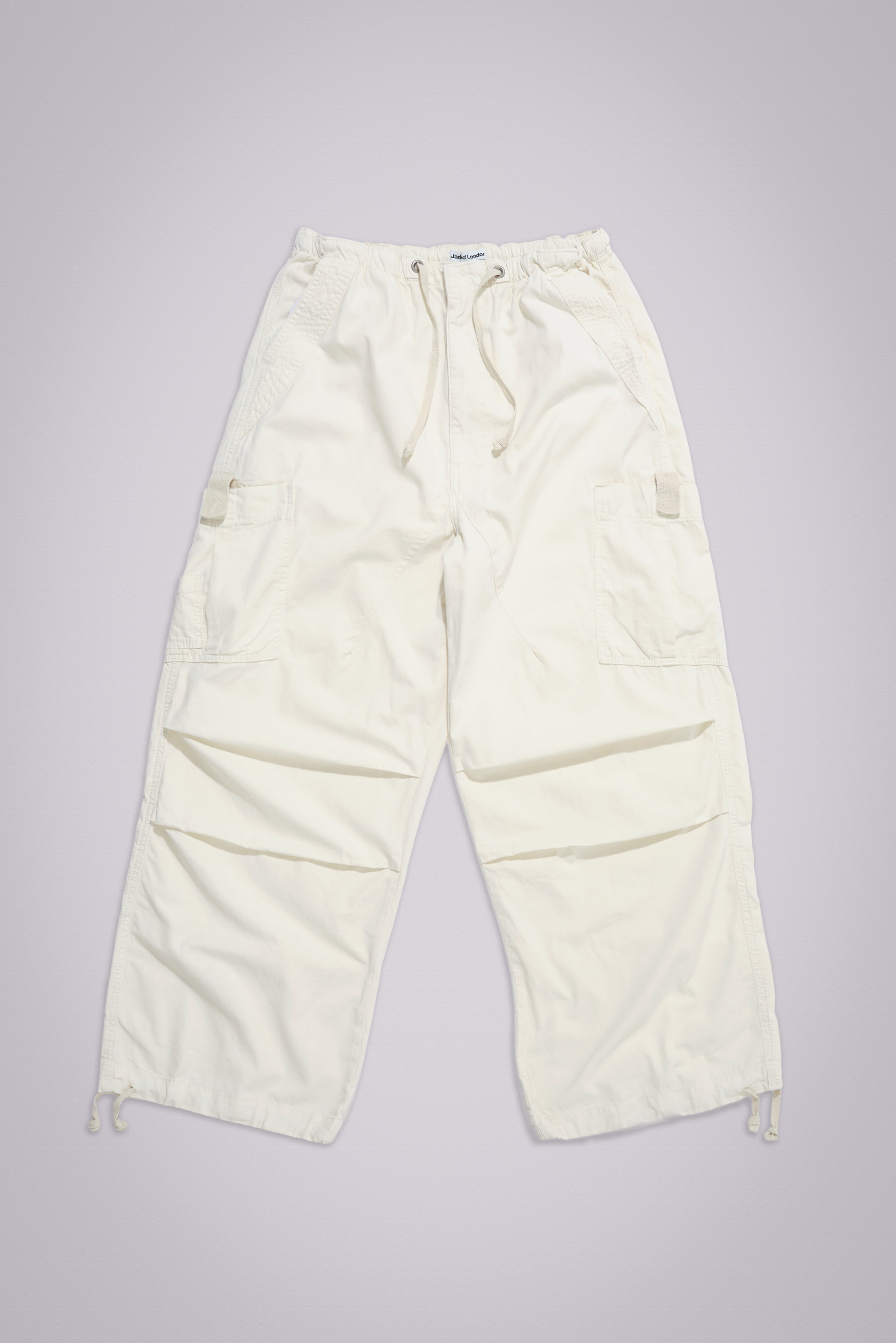 Ecru Parachute Cargo Pants