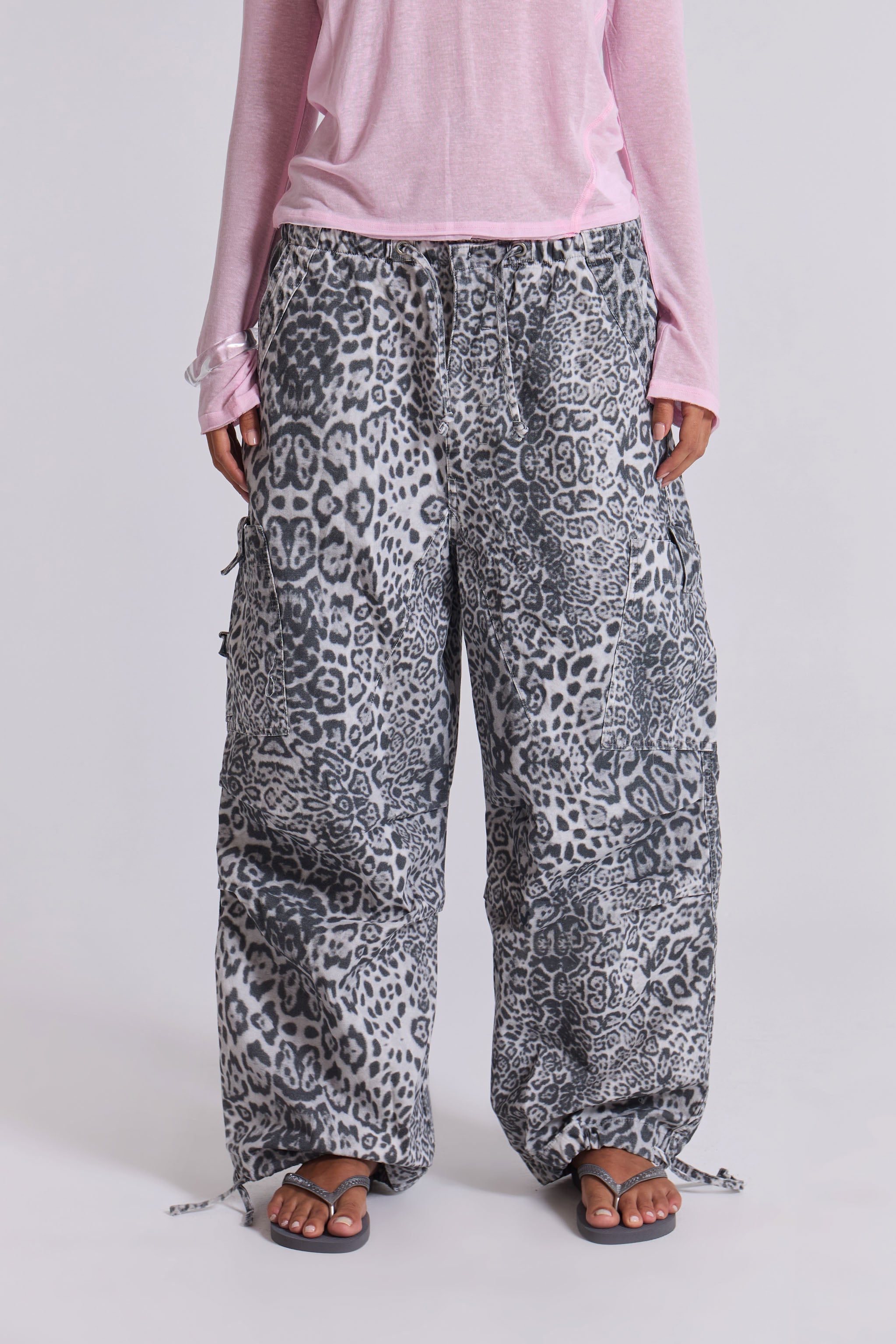 Snow Leopard Parachute Pants