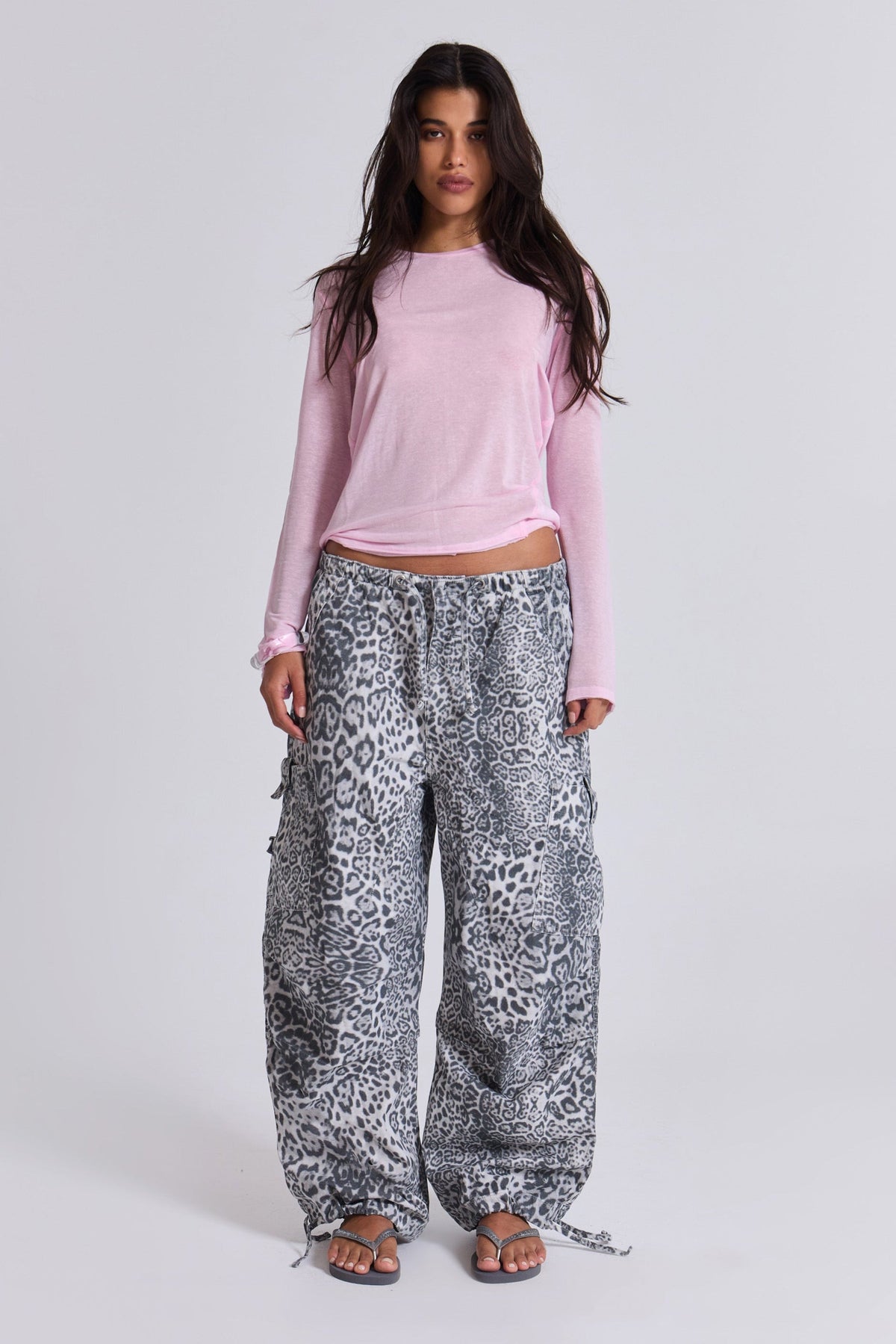 Snow Leopard Parachute Pants