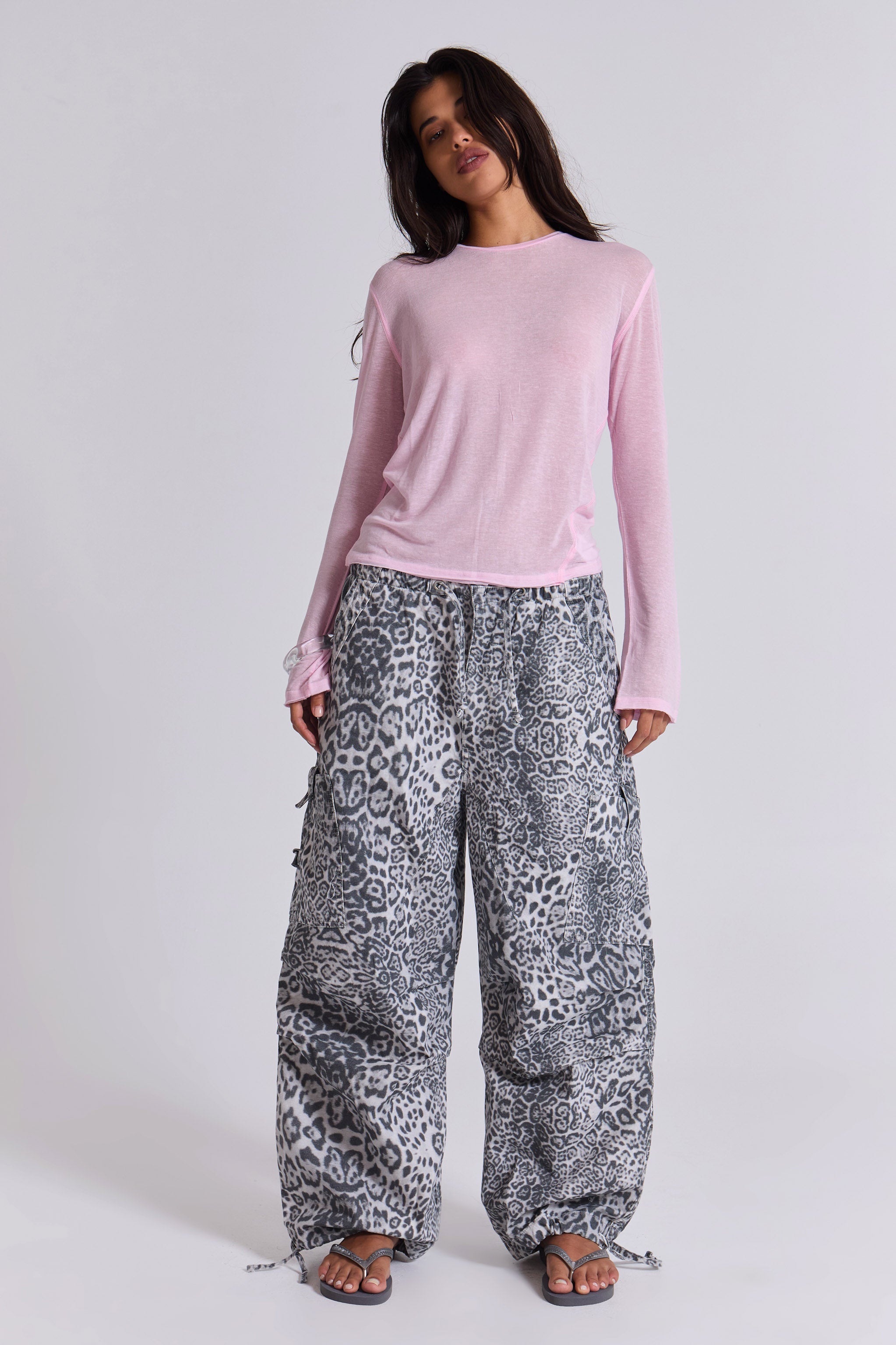 Snow Leopard Parachute Pants