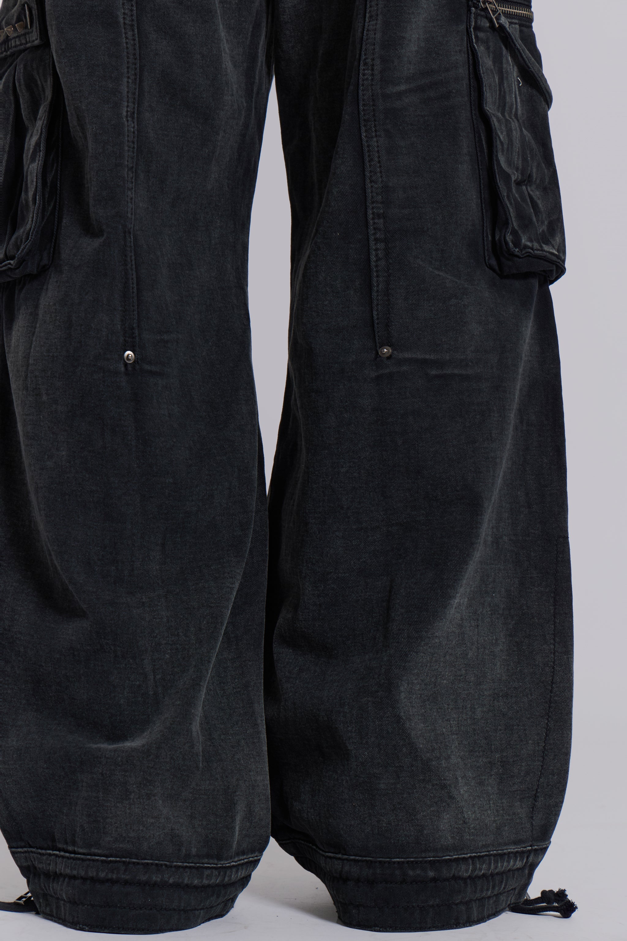 Sun Faded Black Trooper Cargo Pants