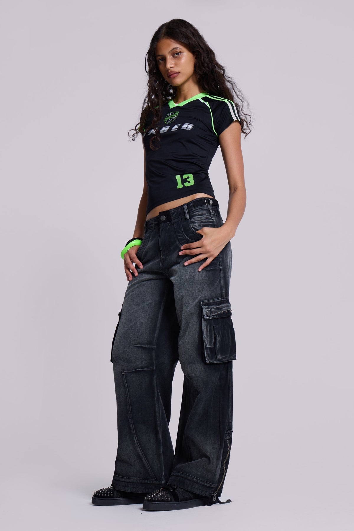 Sun Faded Black Trooper Cargo Pants