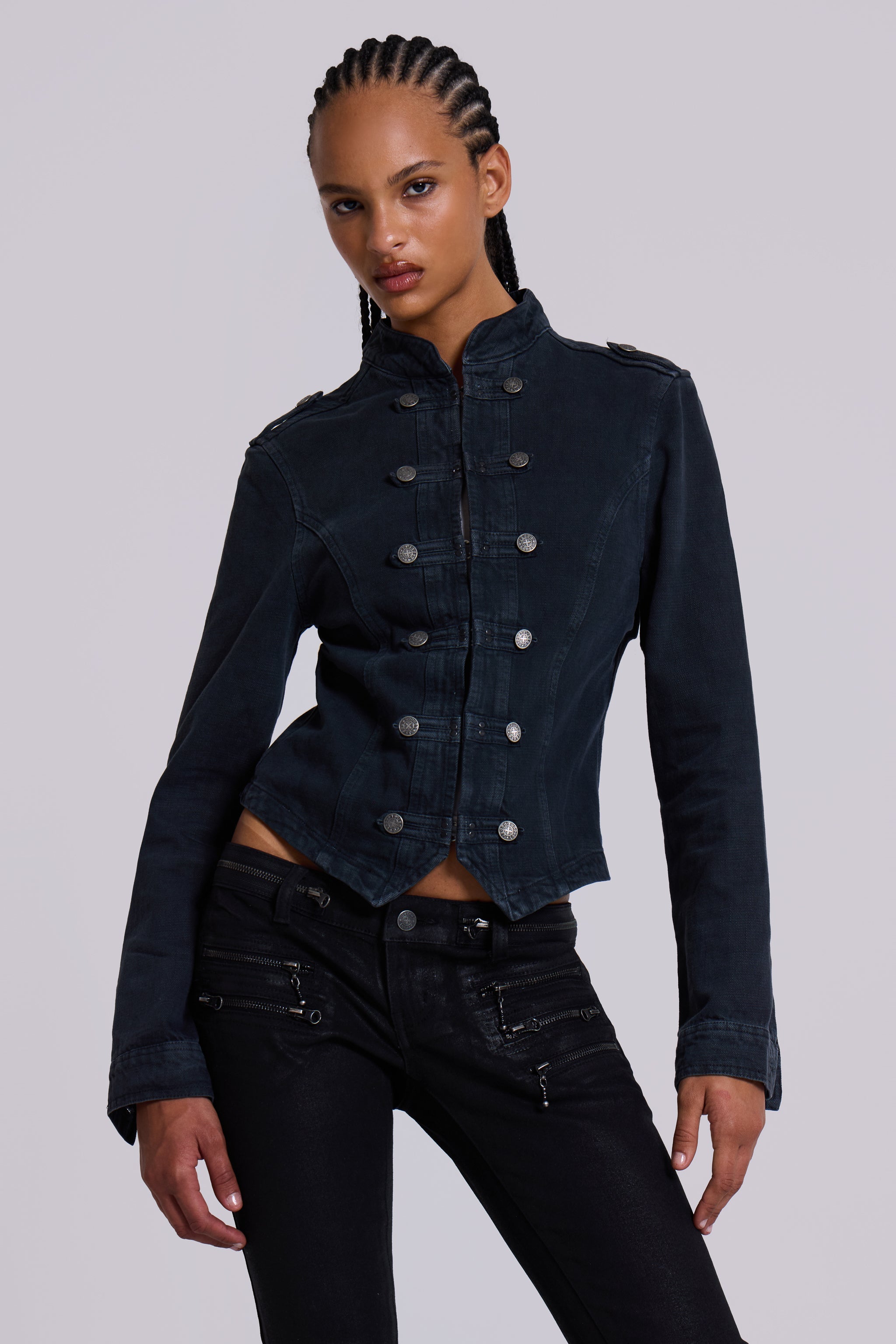 Rebel Military Jacket in Washed Black