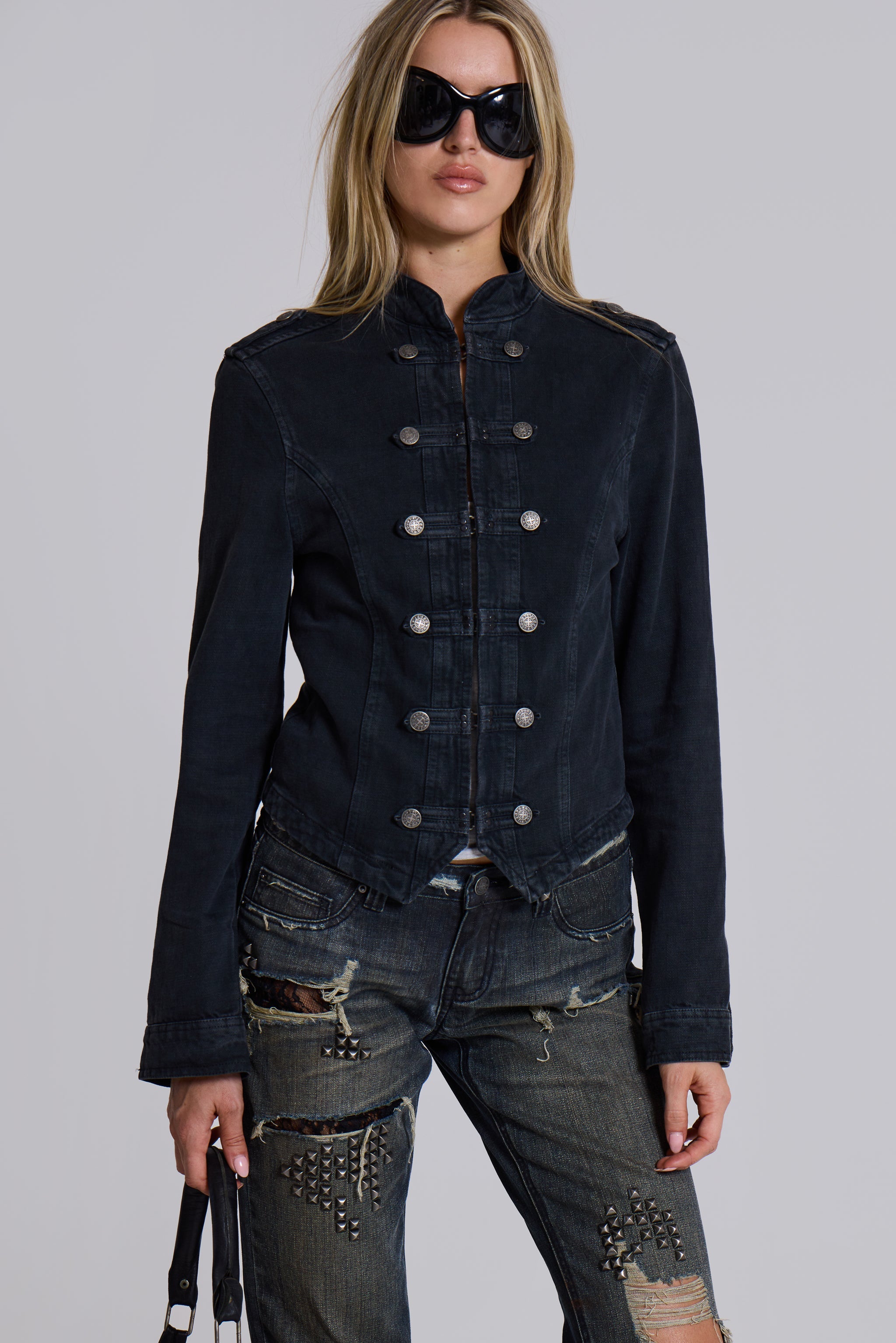 Rebel Military Jacket in Washed Black