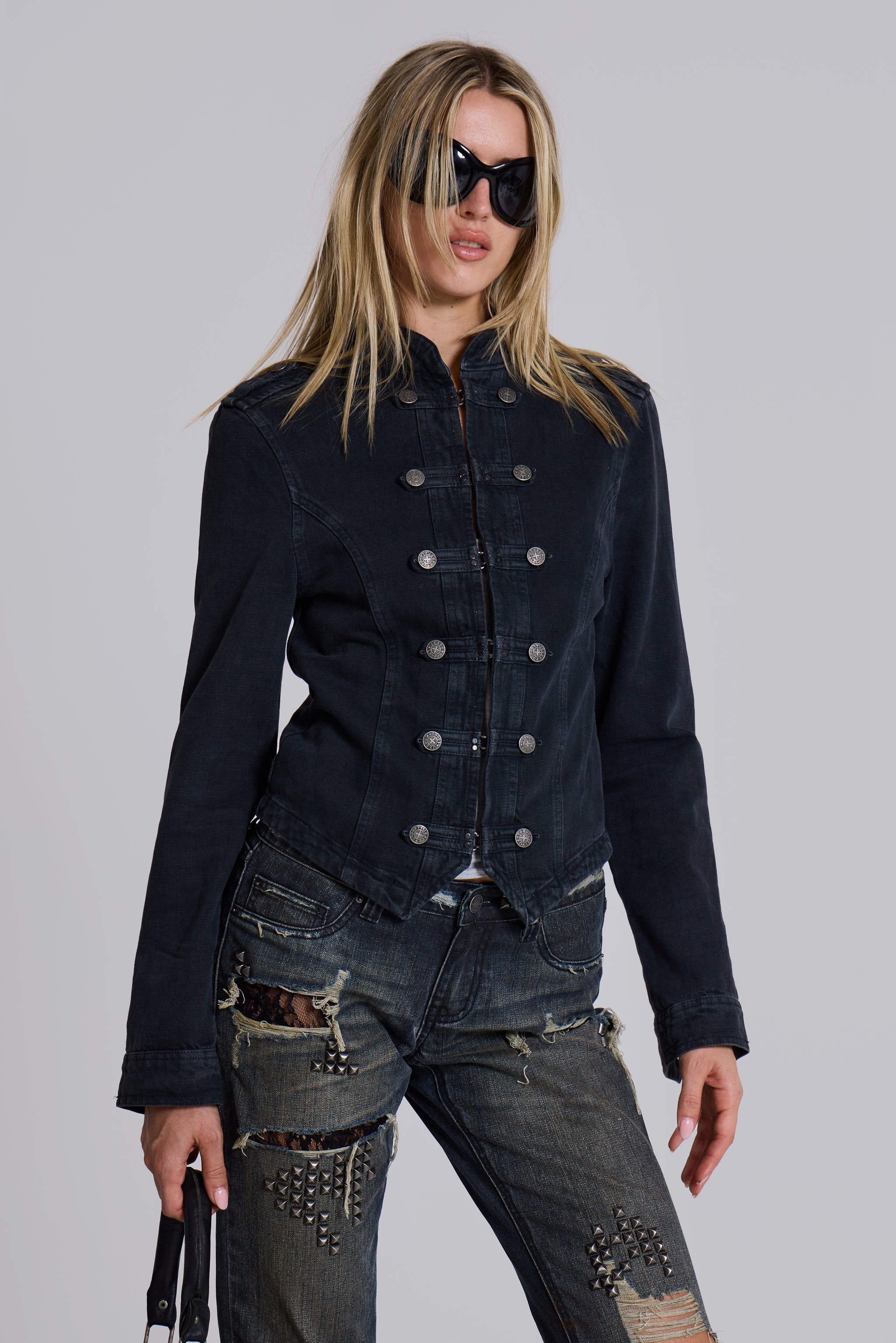 Rebel Military Jacket in Washed Black