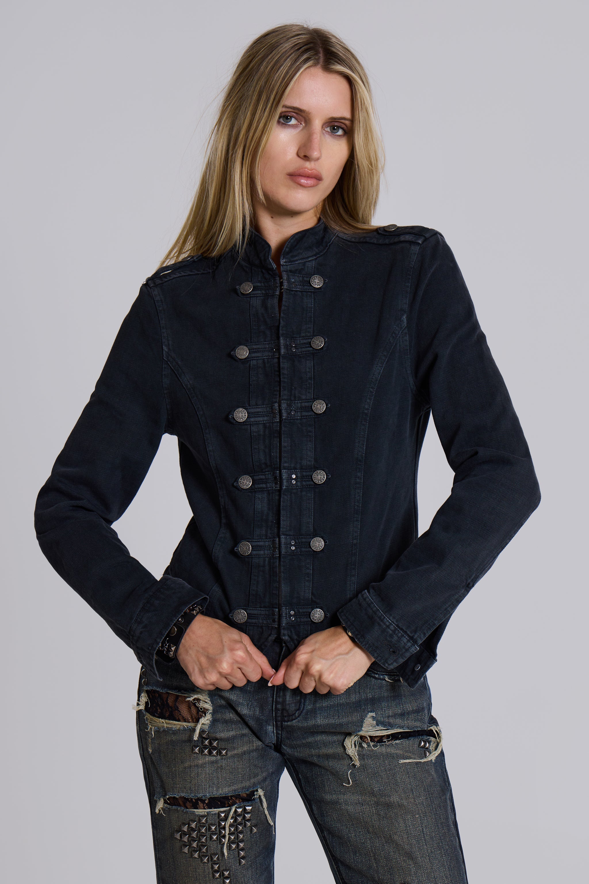 Rebel Military Jacket in Washed Black