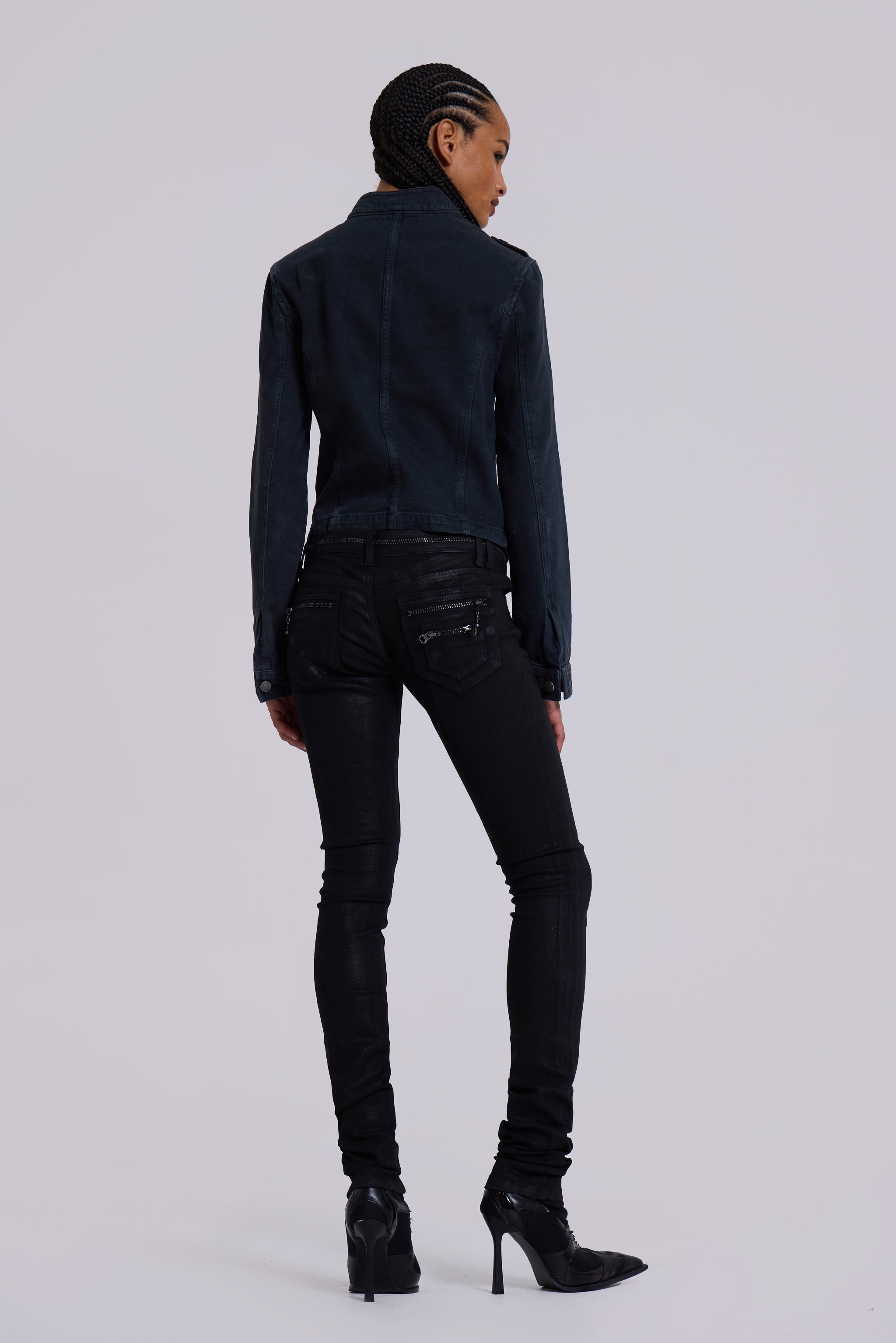 Rebel Military Jacket in Washed Black