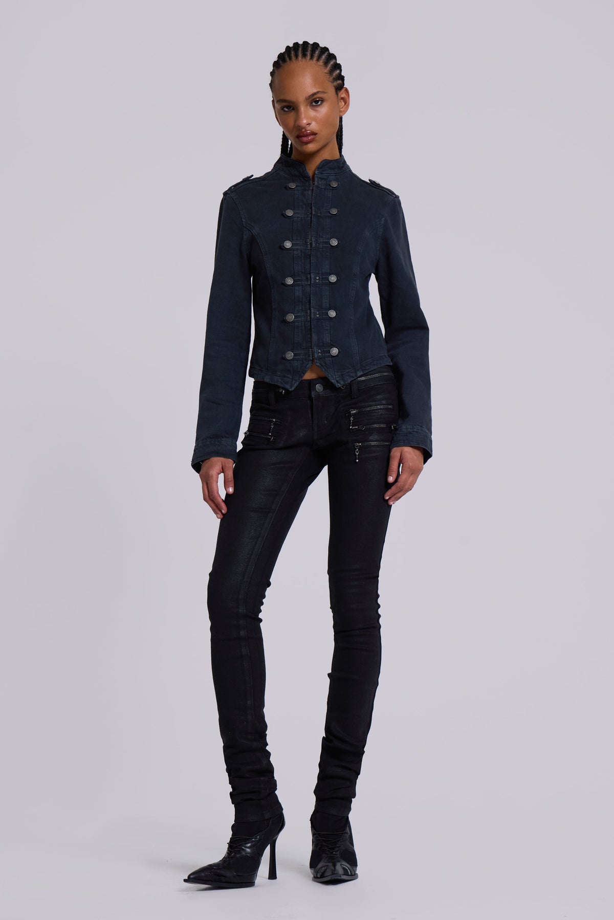 Rebel Military Jacket in Washed Black