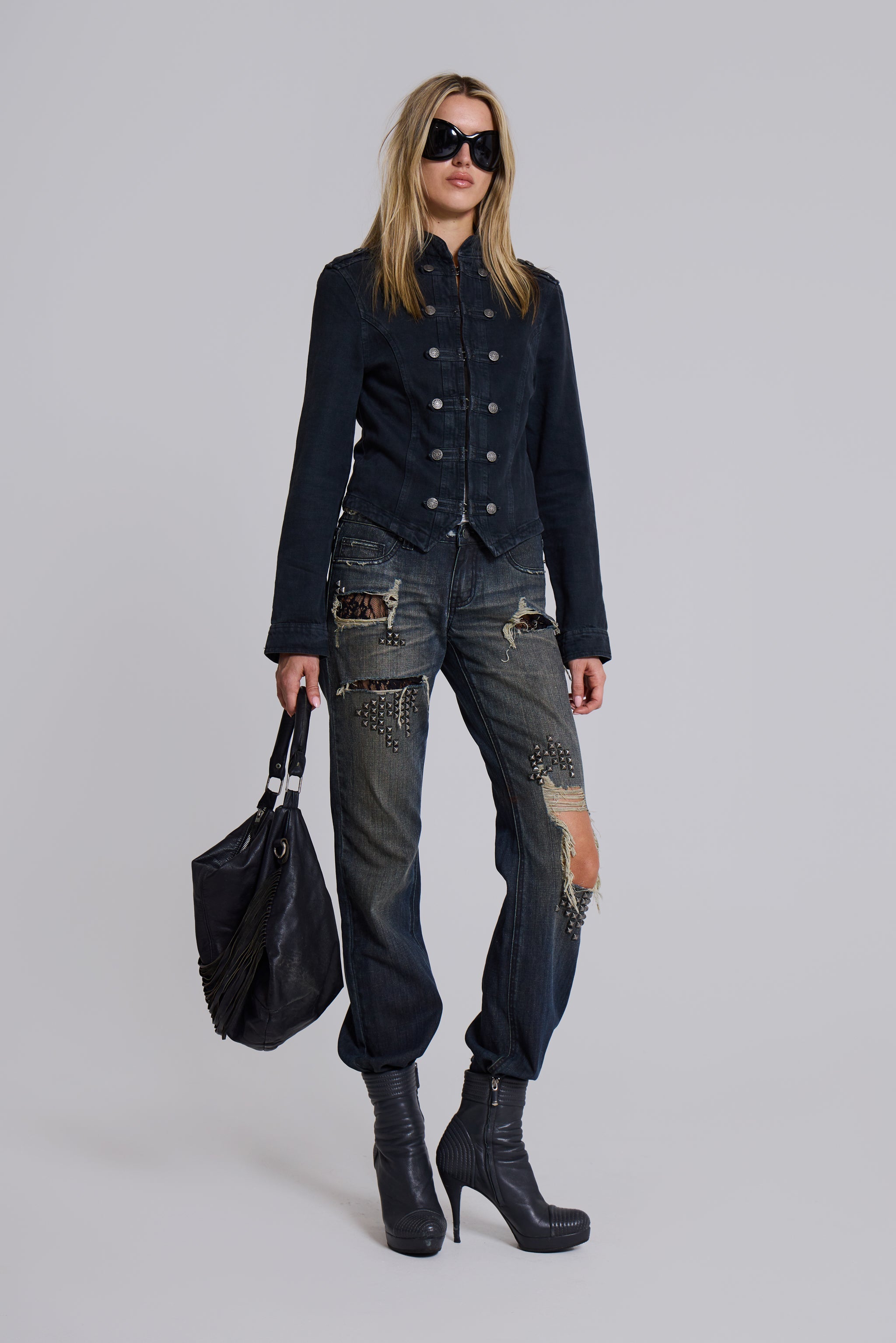 Rebel Military Jacket in Washed Black