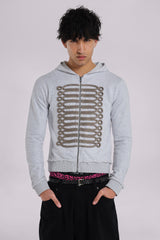 Grey Marl Military Hoodie