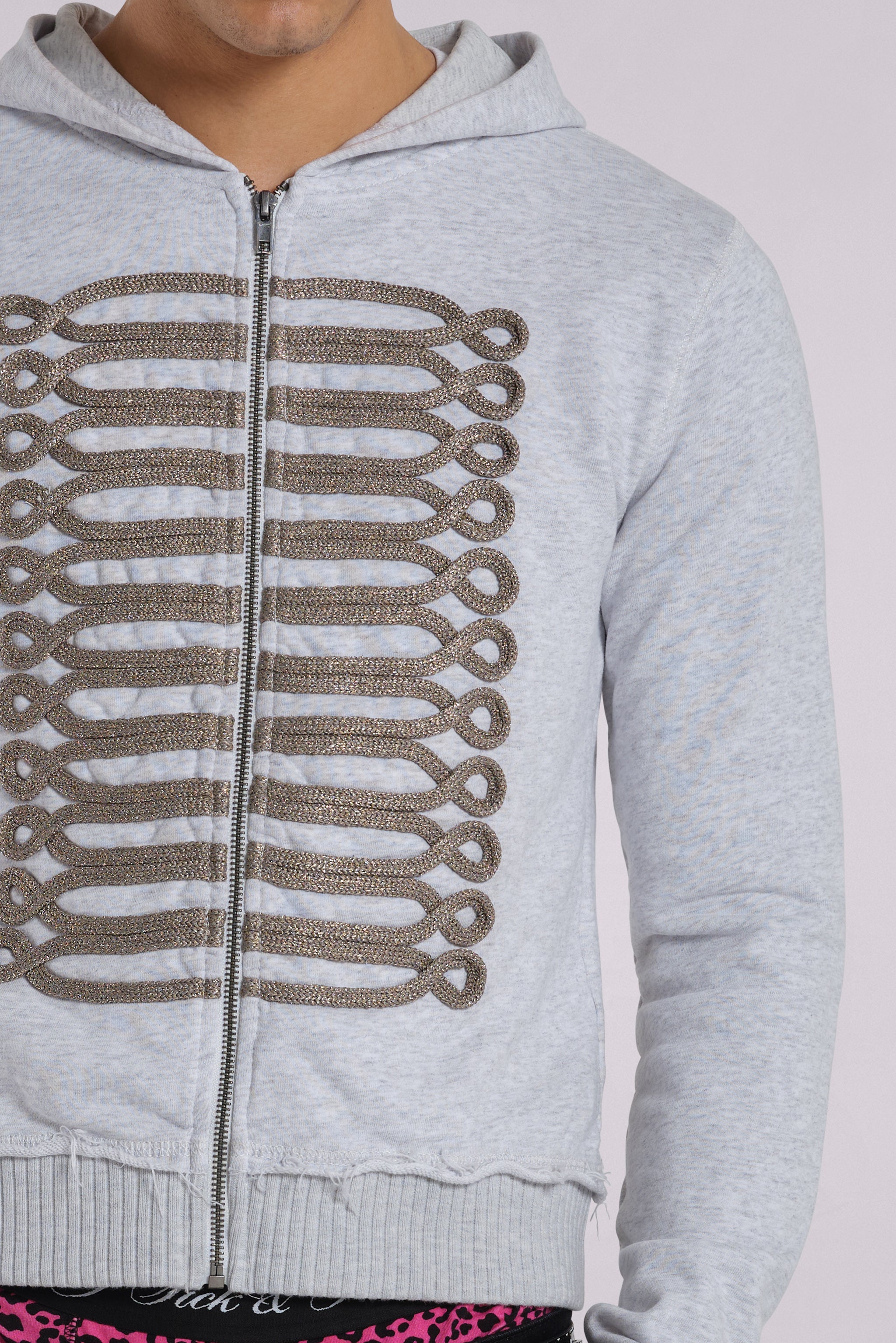 Grey Marl Military Hoodie