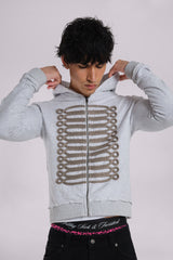 Grey Marl Military Hoodie