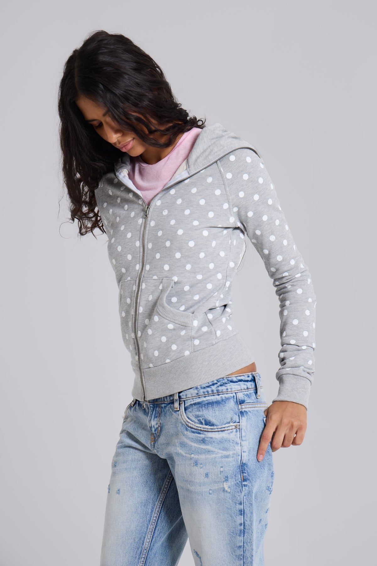 Grey Polkadot Hoodie