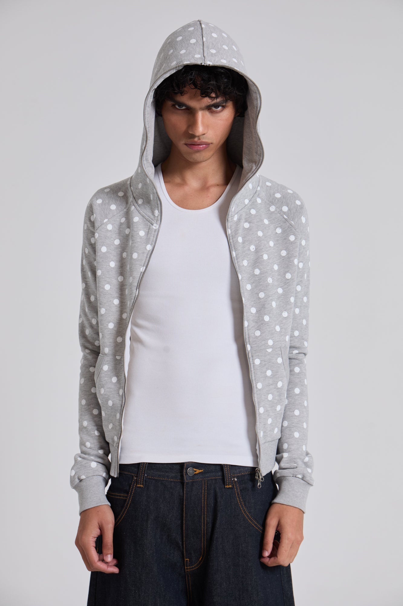 Grey Polkadot Hoodie